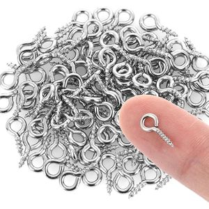 300 stuks kleine roestvrijstalen ringschroeven met houtschroefdraad - oogschroeven voor sieraden en doe-het-zelf .