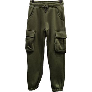 Unisex Joggingbroek met Cargo Pockets – Jongens & Meisjes – Maat 98/104 – Kaki - Goede kwaliteit
