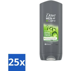 25 x Dove Douchegel Men+ Care Extra Fresh 400 ml - Milde Formule - PH-neutraal - Dermatologisch Getest