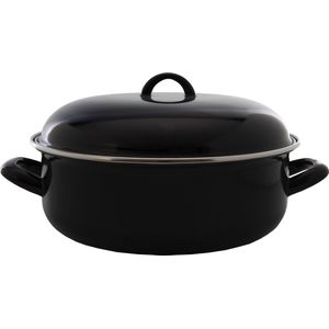 Imperial Kitchen Braadpan met deksel - Emaille - Zwart - Ø 24 cm