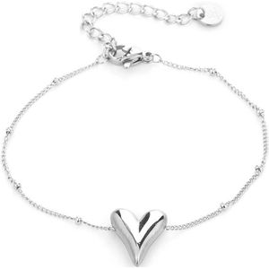 Minimalistische armband met hart - Michelle Bijoux - 16 + 3 cm - Stainless Steel (verkleurt niet!) - Waterproof bracelet - Nikkel vrij - Kerst cadeau - Kerst - Sinterklaas cadeau - Moederdag - Valentijn - Armband dames - Zilveren armband