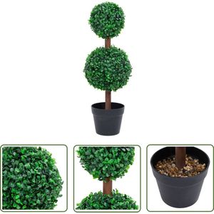 The Living Store Kunstplant met pot buxus bolvorming 60 cm groen - Kunstplant - Buxus - Kunstbuxus - Groene Plant - Kamerplant