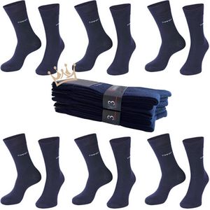 Nakkie's luxe katoenen sokken die niet knellen - 6 paar - Maat 36-38 - Ruime boord - Wijde boord - Naadloos - Donkerblauw - Cadeau tip - vaderdag kado tip