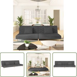 The Living Store Slaapbank 2-zits met 2 kussens stof donkergrijs - Slaapbank - Tweezitter - Donkere Grijze Bank - Comfortabele Stofbank - Multifunctionele Bank