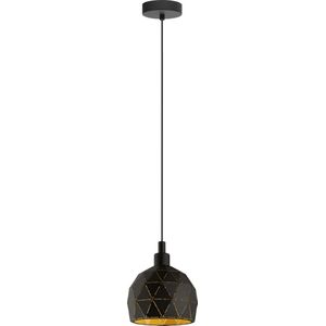 EGLO Roccaforte Hanglamp - 1 lichts - Ø17 cm - E14 - Zwart - Goud