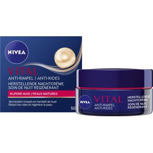 NIVEA VITAL Anti-Rimpel Herstellende Nachtcrème - Rijpe Huid - Hydrateert en revitaliseert - Met Vitamine F, Teunisbloemolie en Calcium - 50 ml