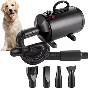 Professionele hondenfohn - 2800W - Instelbare windsnelheid - Stil design - Waterblazer voor honden - Met opzetstukken - Zwart - Hondenfohn