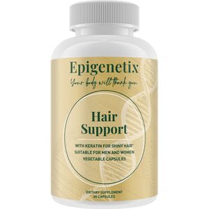 Epigenetix - Hair Support - 60 premium capsules - Voor het behoud van glanzend haar, geschikt voor mannen én vrouwen, verrijkt met keratine en natuurlijke extracten voor optimale haargezondheid & ondersteunt haargroei en verbetert de haarstructuur