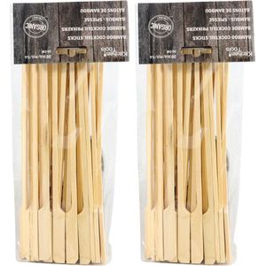 60x Bamboe houten sate prikkers/spiezen 20 cm - Vleespennen - BBQ spiezen - Cocktail prikkers