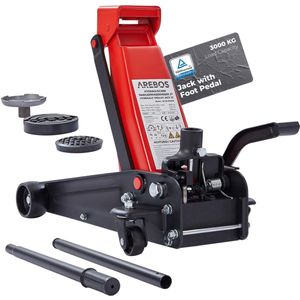 AREBOS - Hydraulische Krik - 3 Ton - Garagekrik - Met Voetpedaal en Rubberen Pads