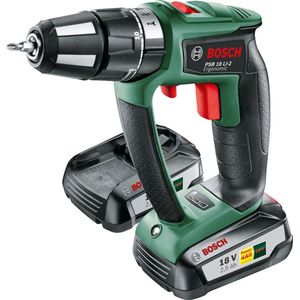 Bosch PSB 18 LI-2 Ergonomic Accu klopboormachine - met koffer - Met 2x 18 V accu en lader