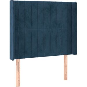 vidaXL Hoofdbord met Randen 93x16x118/128 cm Fluweel Donkerblauw