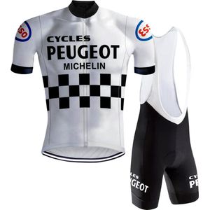 Retro Wielertenue Peugeot Wit/Zwart - REDTED - S