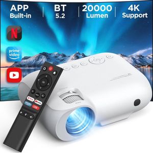 4K Beamer met WiFi en Bluetooth - Draagbare Multimediaprojector voor Thuisbioscoop, 1080P FHD-Compatibel, Streaming voor Netflix en Meer