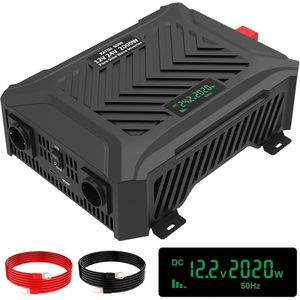 Universele Dubbele Spanningsomvormer 12V/24V naar 230V - 2000W/4000W Zuivere Sinus met LCD-scherm en USB Type-C