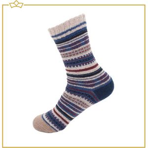 ATTREZZO® Huissokken - Noorse Sokken - Wintersokken - maat 39/42 - Grijs/Donkerblauw/Donkerrood