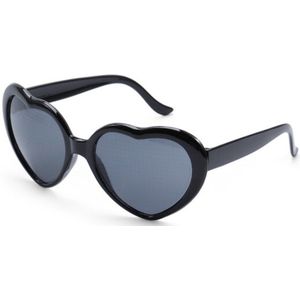 Hartjes zonnebril - 3D effect- Festival bril - Hartvormige zonnebril - Diffractie bril - Festival zonnebril - Hartjes Spacebril- Hartvormige Bril - Hartjes Zonnebril met speciale effecten - - Zwart -