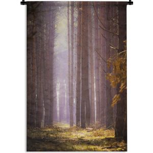 Wandkleed Nationaal Park Wielkopolska - Roze-getinte weergave van de bossen in het Poolse Nationaal Park Wielkopolska Wandkleed katoen 120x180 cm - Wandtapijt met foto XXL / Groot formaat!