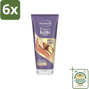 Andrélon - Oil & Care - Haarmasker - 180 ml - Voordeelverpakking - 6 stuks - Pluizig haar - Haarmasker arganolie