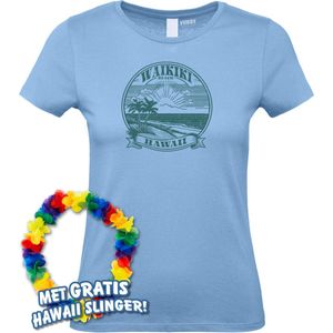 Dames t-shirt Waikiki Beach | Toppers in Concert 2024 | Club Tropicana | Hawaii Shirt | Ibiza Kleding | Lichtblauw Dames | maat XXL