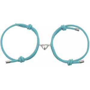 Akyol - Blauwe hartjes armband Armband - valentijnsdag - valentijn - cadeau valentijn - koppel armband - armband voor hem en haar - armband - vriendschap armband - vriendschapsarmband voor 2 - Sieraden - 2 stuks - valentijn - magneet armband