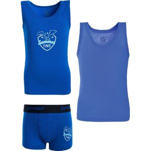 Junior - Ondergoedset - Egyptisch katoen - Blauw - 13/14 jaar