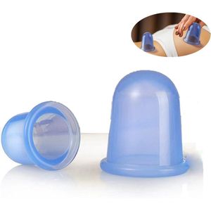 Crrynuo - Siliconen Cupping-apparaat - Vacuümmassagecup - Acupunctuur - Blauw - L (70mm) En XL (55mm)