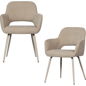 WOOOD Jenny Eetkamerstoelen - Polyester - Naturel - Set van 2