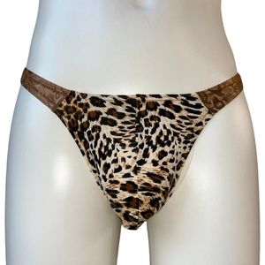 LekkerStout Heren Luipaard String - Kant - Bruin - Sexy Herenlingerie | L | ( LS261 )