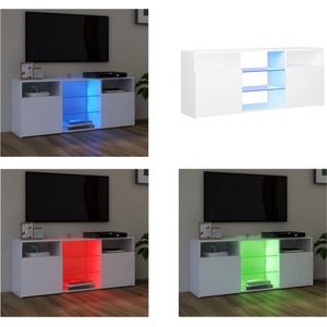 vidaXL Tv-meubel met LED-verlichting 120x30x50 cm wit - Tv-kast - Tv-kasten - Televisiekast - Televisiekasten