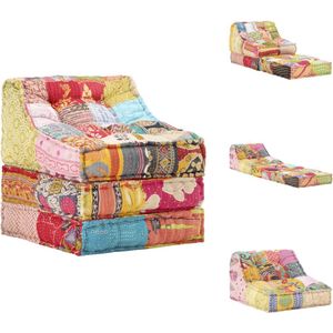vidaXL Poef - Poefs - Poefen - Hocker - Poef modulair stof patchwork