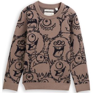 Tom Tailor - Gebreide Trui - Donkerblauw - Bedrukt - Voor Jongens