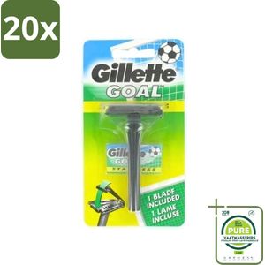 20 x Gillette - Goal - Scheerset - Stainless Steel - Duurzaam en scherp - 1 Scheermesje - Grootverpakking - Scheermes - Scheerapparaat - Gillette - Scheermesjes - Double-edge Mesjes