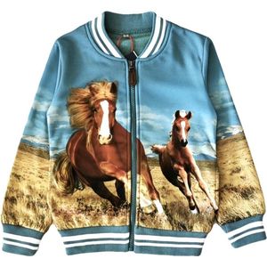 S&C vest met merrie en veulen - paard - jack - blauw - 110/116