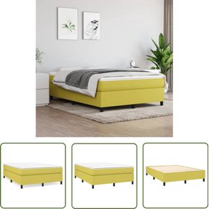 The Living Store Bedframe zonder matras 140x200 cm stof groen - Boxspring Frame - Tweepersoons Bed - Groene Bedbank - Stoffen Bedframe - Bed Frame Kopen