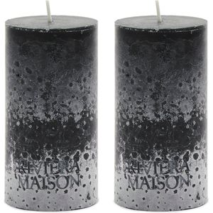 Riviera Maison - Kaarsen - Pillar Candle ECO black 7x13 - Zwart - Set van 2 Stuks