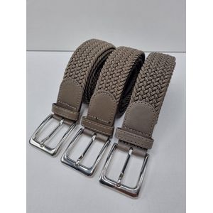 XXL - Extra lang - 130 cm - Elastische broekriem Stretch riem Vlecht riem Gevlochten riem Elastiek riem - unisex - geschikt voor zowel mannen als vrouwen - Kaki 3 pack deal van SKB Fashion
