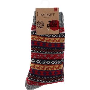 Basset - Lady Socks - 45% Wol - Wintersokken - Maat 35-38 - Grijstinten