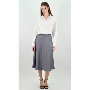 YesMooi - Satijnen Midirok - Mistgrijs - XL (42)