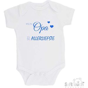 100% katoenen Romper ""Mijn opa is de allerliefste"" Jongens Katoen Wit/blauw Maat 62/68