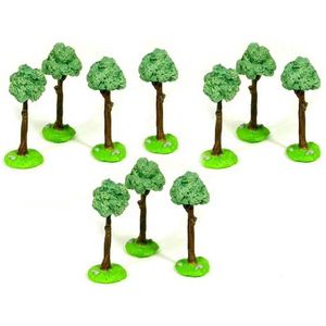 Decoratieboompjes - 10 stuks - modelbouw - treinbaan geschikt - miniatuur bomen - hard materiaal - lange stam - 8cm