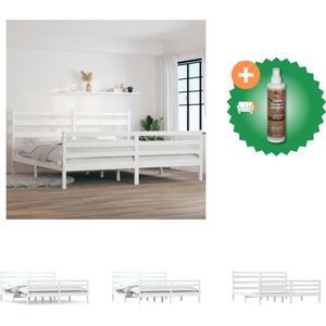 vidaXL Houten Bedframe - Klassieke - 200 x 200 cm - Hoogwaardig massief grenenhout - Bed - Inclusief Houtreiniger en verfrisser