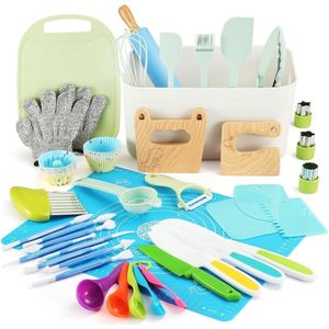 40-Piece Children's Kitchen Knife Set for Cutting and Cooking Vegetables or Fruits - Toddlers Chef Set with Wooden Knife, Cutting Board, and Peeler Parasol Protective Cover