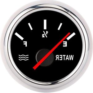 Waterniveau Indicator 2in Pointer Water Vloeistofpeilmeter Hoge Nauwkeurigheid Marine Boot Truck RV - Zwart Wijzerplaat Zilveren Frame .