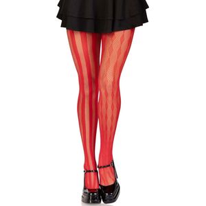 Leg Avenue - Harley Quinn Kostuum - Harlekijn Panty Visnet Rood - Rood - One Size - Halloween - Verkleedkleding