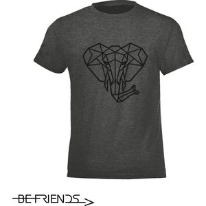 Be Friends T-Shirt - Olifant - Kinderen - Grijs - Maat 2 jaar