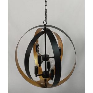 hanglamp Blades - zwart/goud binnenkant - metaal - 50cm dia - 6 x e14