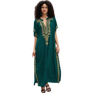 Bovista Islamitische Kleding - Djellaba Dames - Moslim Kleding - Arabisch Dames Kaftan - Alhamdulillah - Donkergroen
