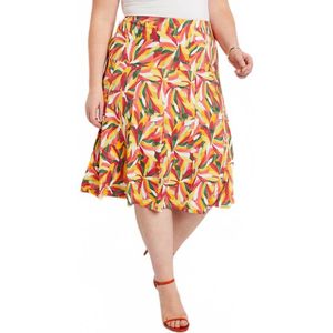 Gedrukte uitlopende rok tot halverwege de lengte