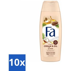 10 x Fa - Cream & Oil Cacao - Douchecrème - Cacaoboter Met Kokosolie - 250 ml - Luxe Douche - Fa